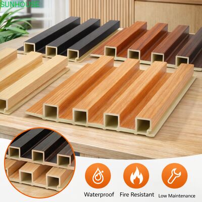 Good price Fluted WPC Wall Panel Acoustic Slat Grating Wood Plastic Composite Decorative Grille Interior Decoration Board online
