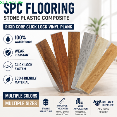 Good price 4mm Waterproof SPC Vinyl Flooring with Click Lock System and 0.3mm Wear Layer for Residential and Light Commercial Use online