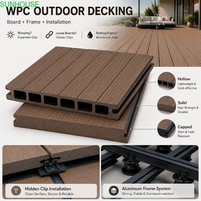Good price Solid WPC Outdoor Decking Weather Resistance UV Stability And Color Fading Guide online