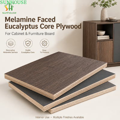 18mm Melamine Faced Plywood Eucalyptus Core Furniture Board for Cabinets Wardrobes and Interior Furniture Manufacturing