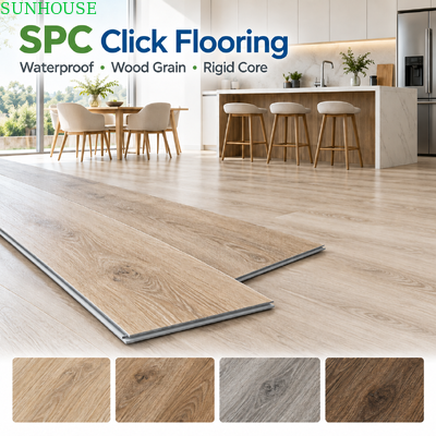 Good price 4mm 5mm 6mm SPC Click Flooring Rigid Core Vinyl Plank Thickness Options for Residential and Commercial Projects online